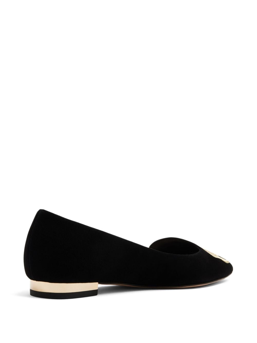 Shop Sophia Webster Butterfly-embroidered Suede Ballerina Shoes In Black