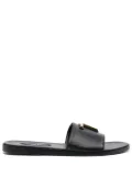 TOM FORD logo-plaque leather slides - Black