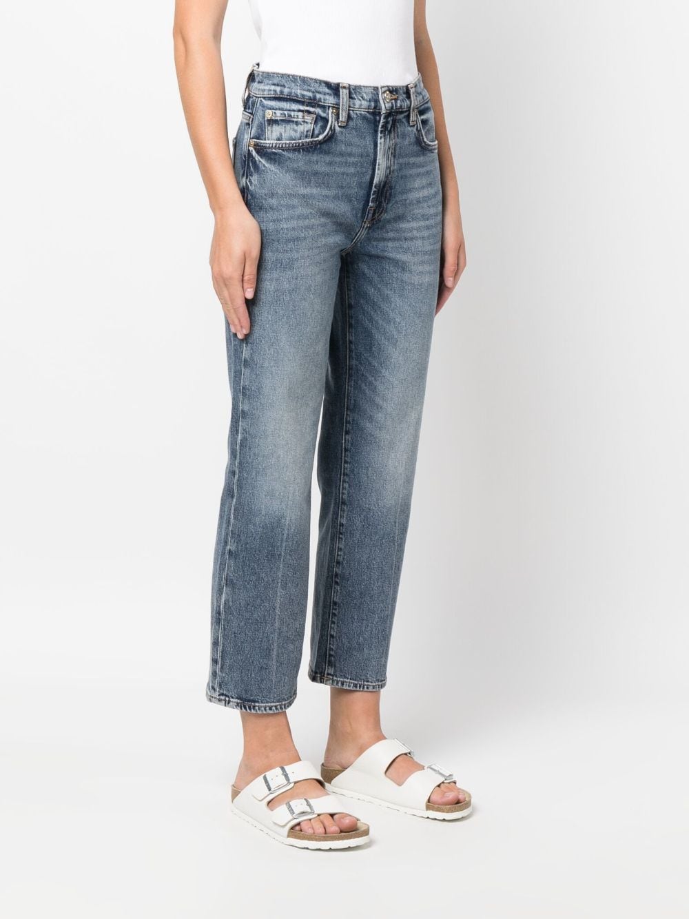 Shop 7 For All Mankind Logo-patch Straight-leg Jeans In Blue