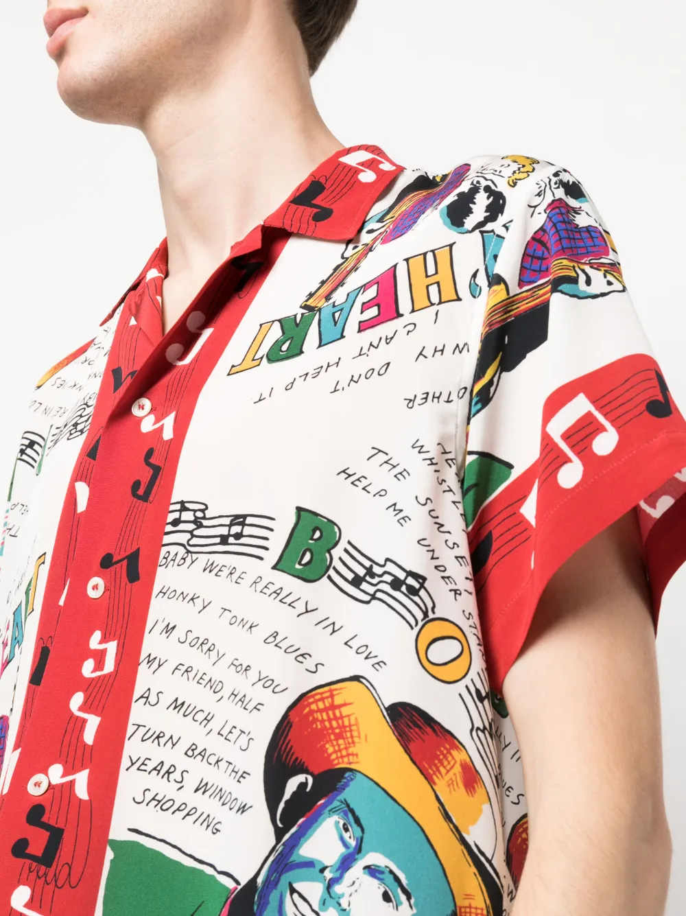 Shop Bode Honky-tonk Graphic-print Silk Shirt In White