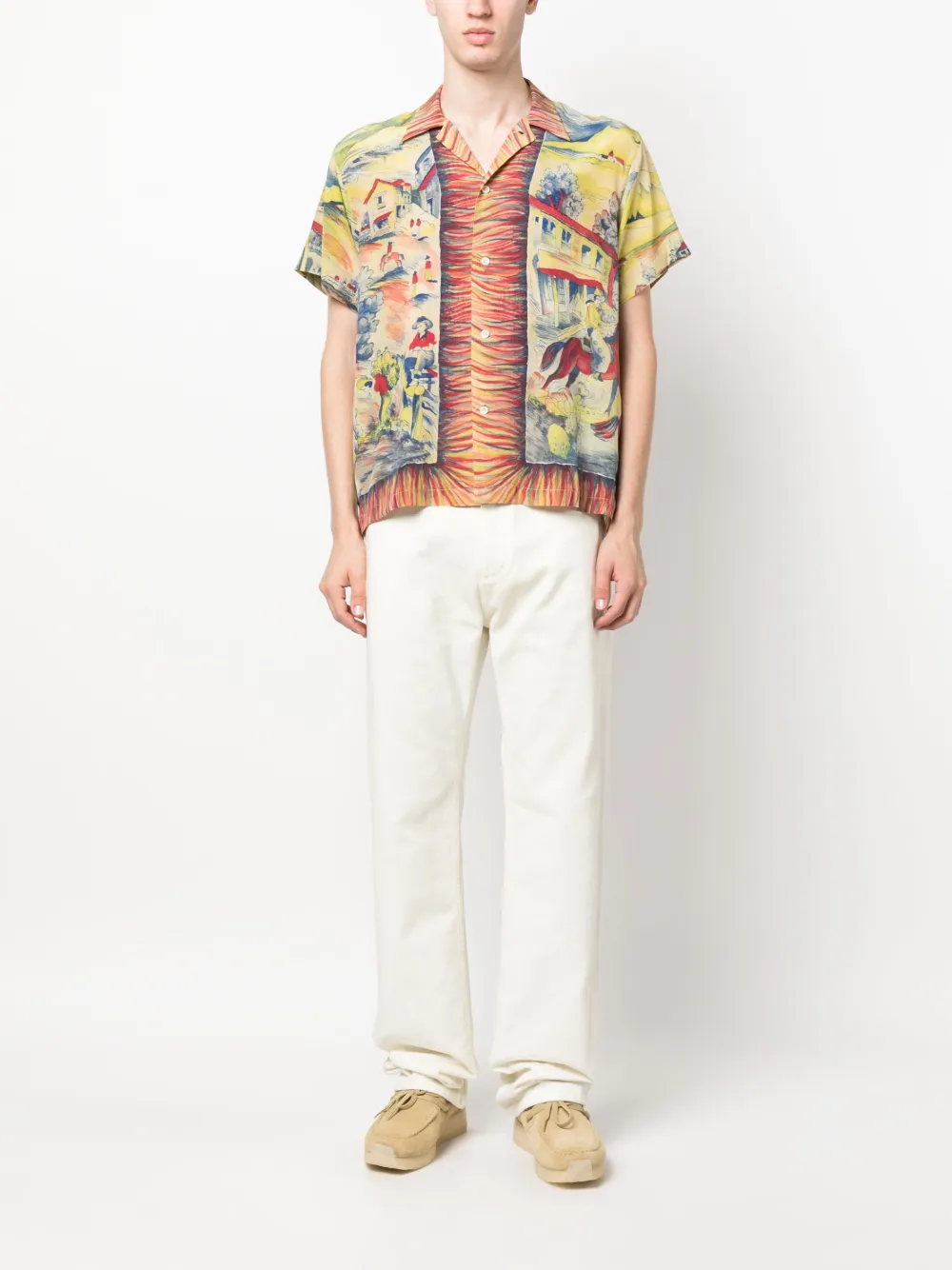 BODE illustration-print silk shirt - Groen