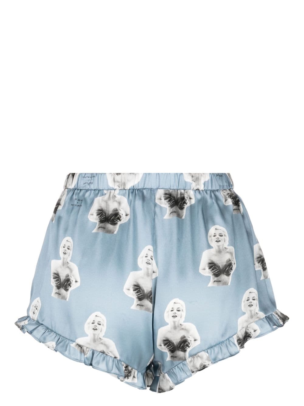 Shop Fleur Du Mal X Marilyn Monroe Silk Shorts In Blue
