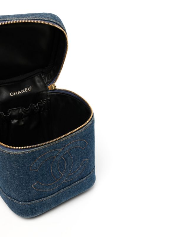Chanel Pre-owned 1997 CC Stitch Denim Vanity Bag - Blue