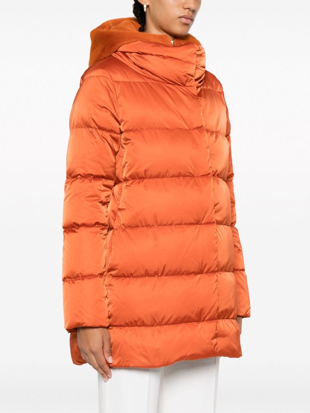 Shop Herno Detachable-hood Padded Coat In 橘色