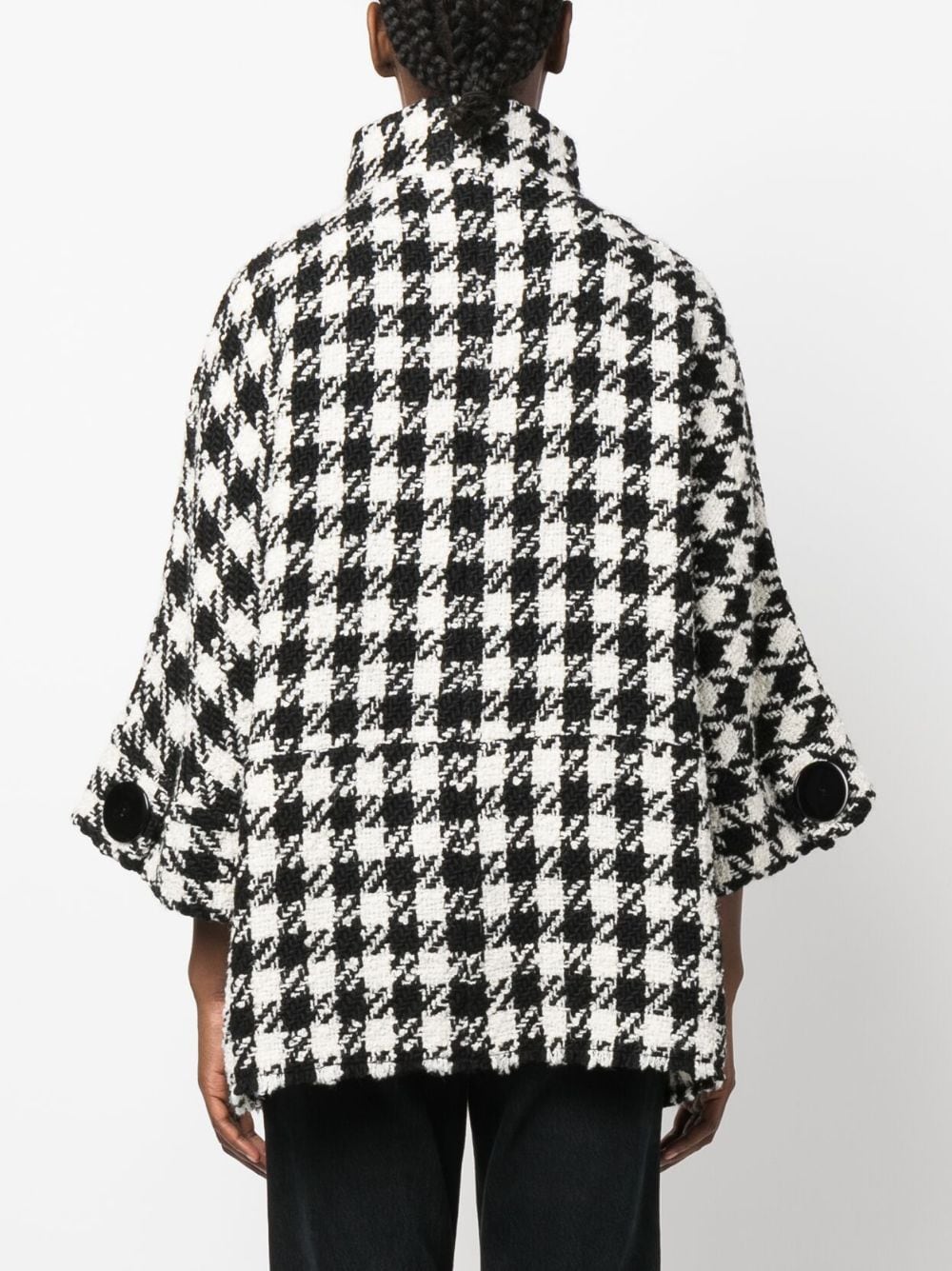 Shop Charlott Check-pattern Crop-sleeve Jacket In Black
