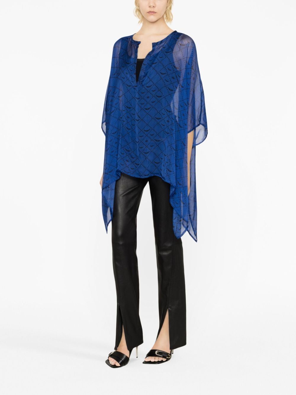 Zadig&Voltaire logo-print silk tunic - Blauw