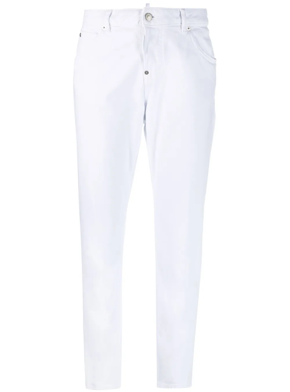 Shop Dsquared2 White Bull Cropped Jeans In Weiss