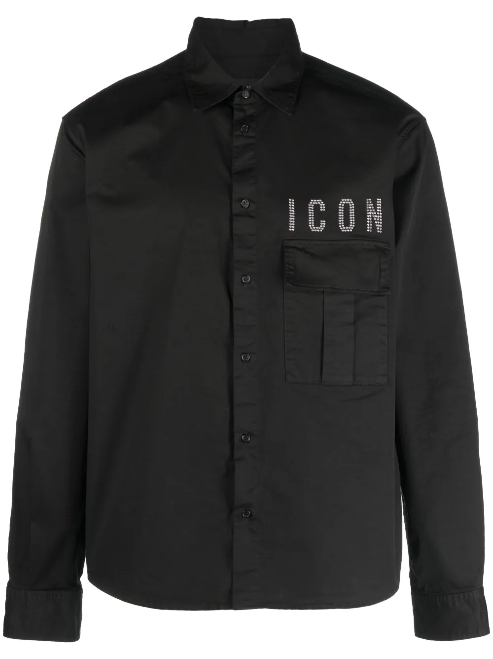 Dsquared2 Slogan-embellished Long-sleeve Shirt In Black