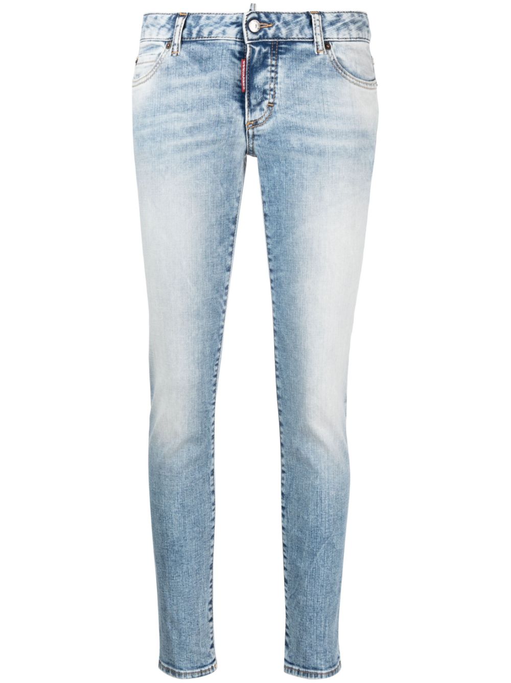 Dsquared2 Whiskering-effect Low-rise Skinny Jeans In Blue
