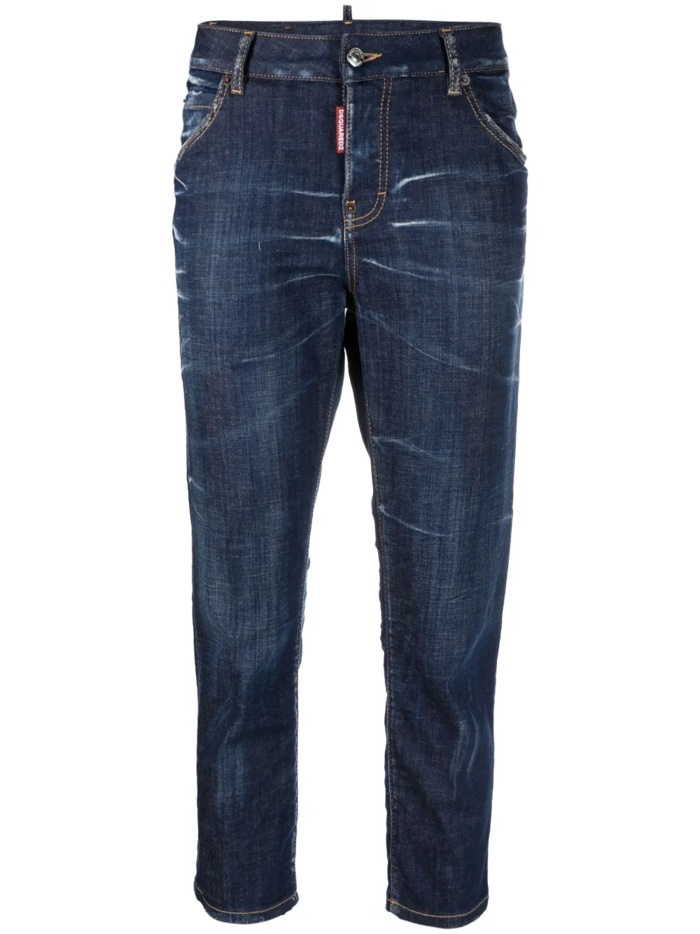 Shop Dsquared2 Low-rise Cropped Jeans In Blue