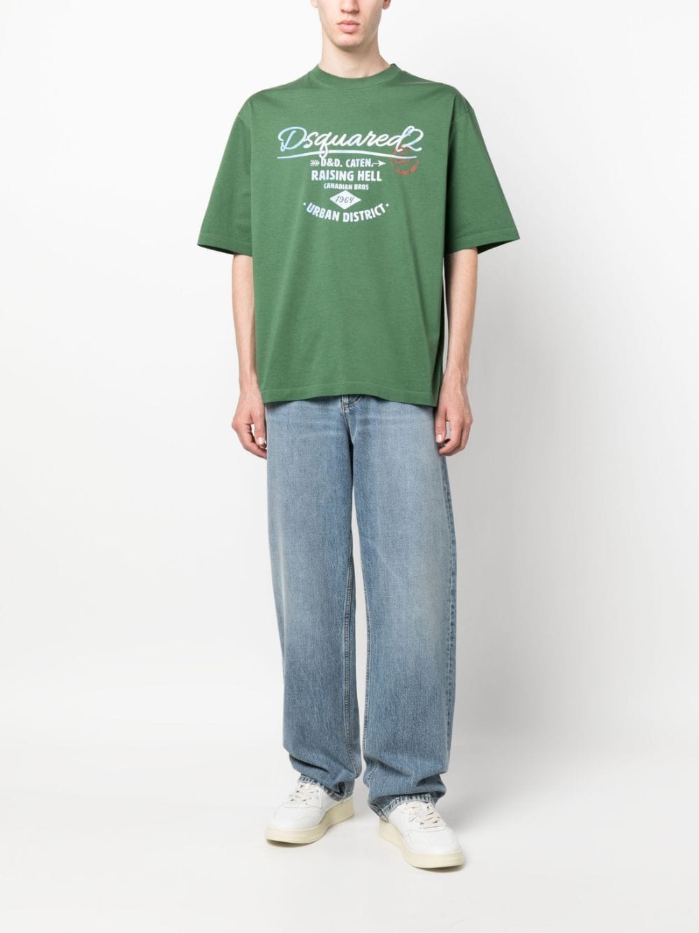 Shop Dsquared2 Logo-print Cotton T-shirt In Green