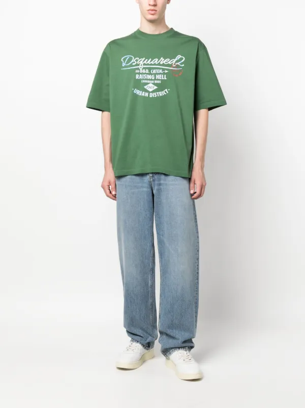 【関税込 日本発送】DSQUARED2 ロゴTシャツ グリーン DSQUARED2 ロゴ Tシャツ | グリーン | FARFETCH JP