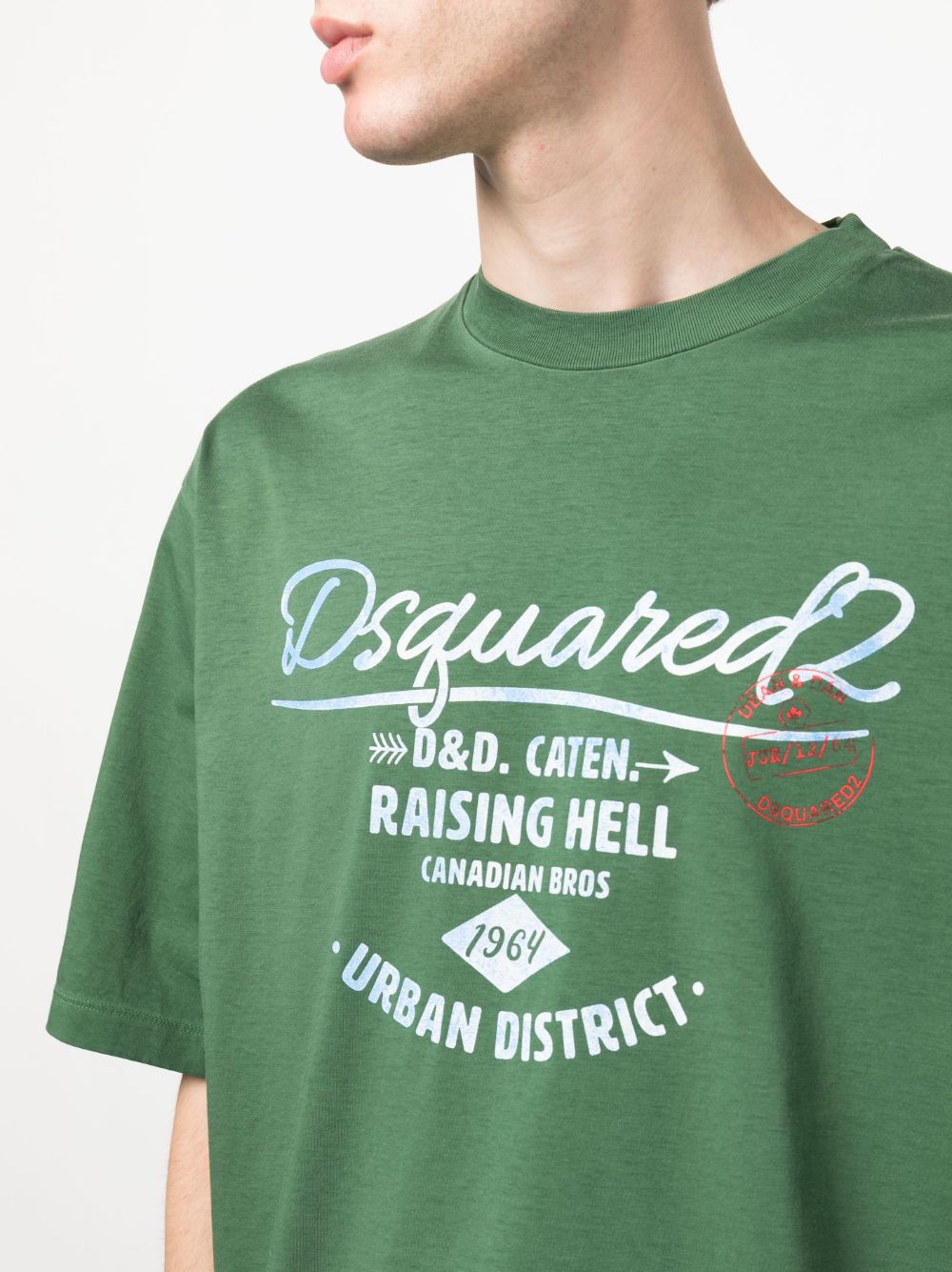 Shop Dsquared2 Logo-print Cotton T-shirt In Green