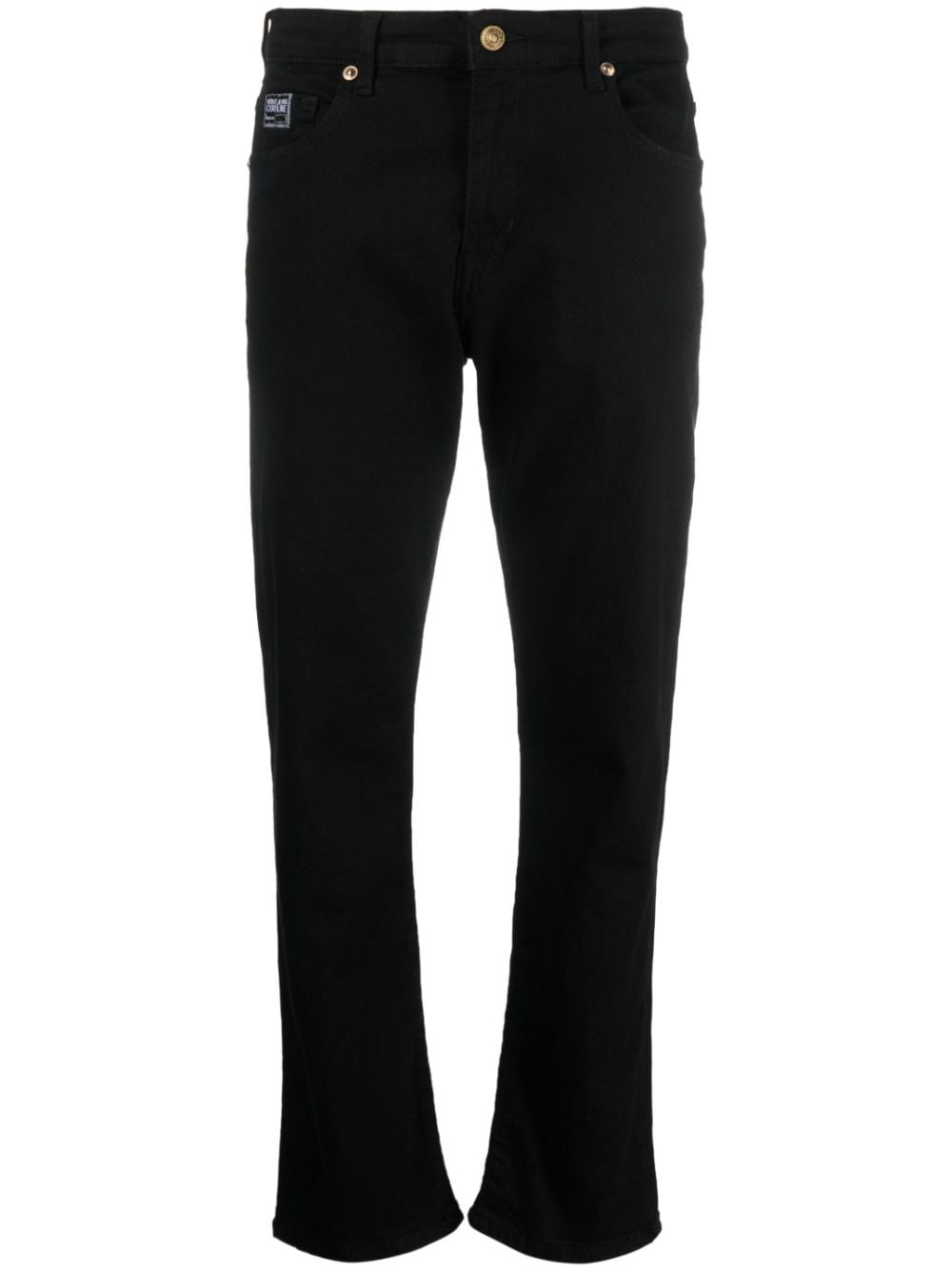 Versace Jeans Couture Logo-patch Straight-leg Jeans In Black Black