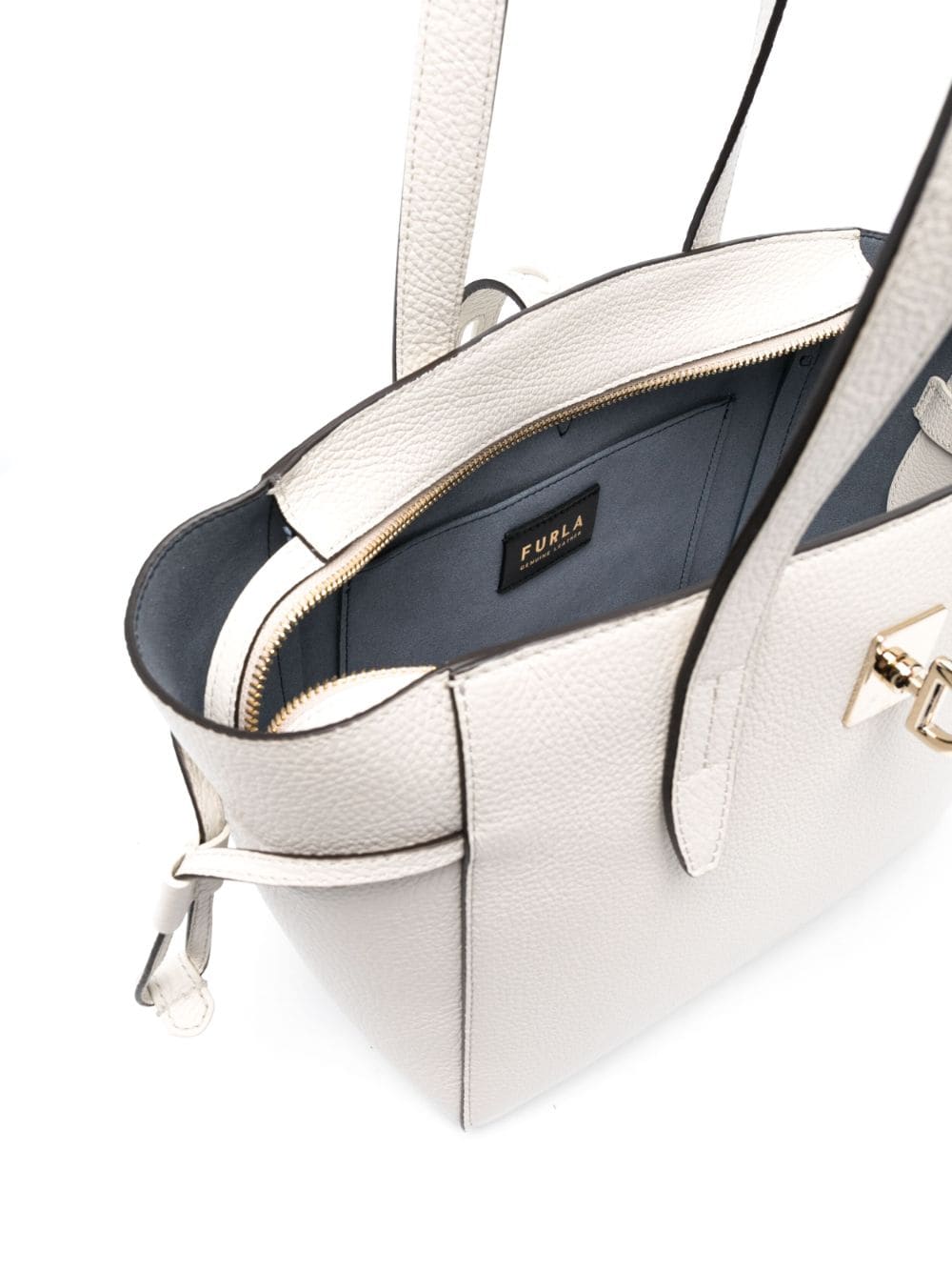 Shop Furla Net Leather Tote Bag In White