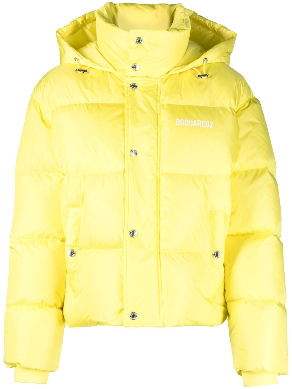 Dsquared2 logo-print quilted hooded jacket - Yellow