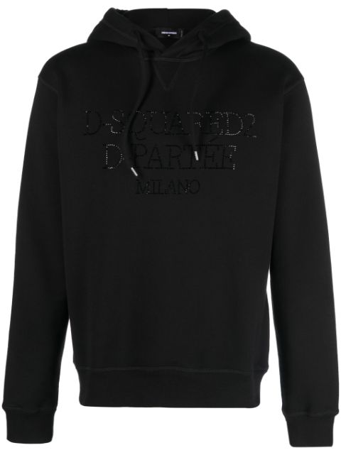 DSQUARED2 rhinestone-embellished cotton hoodie Men