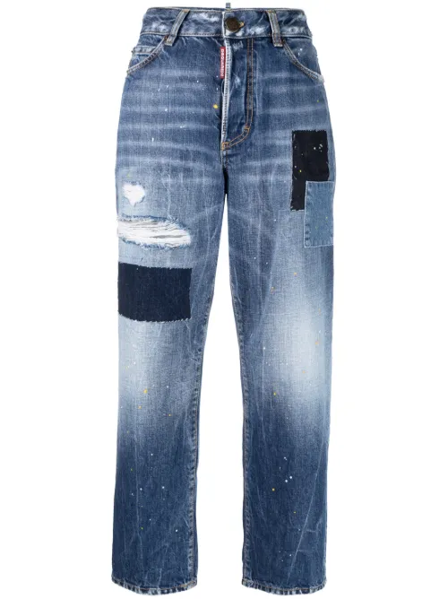 Jean droit à effet taches de peinture - DSQUARED2 - Modalova