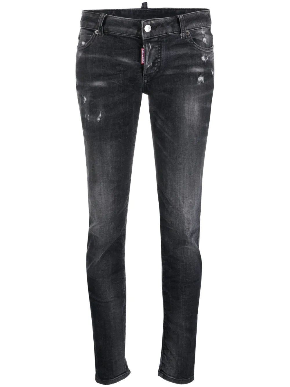 Shop Dsquared2 Distressed-effect Low-rise Jeans In Black