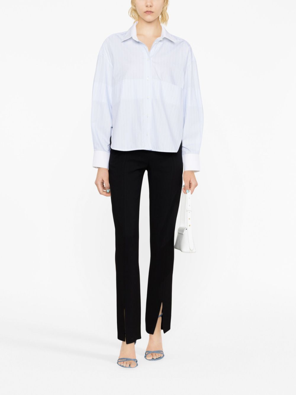 Victoria Beckham drop-shoulder striped shirt - Blauw