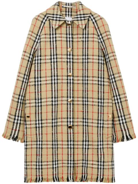Burberry bouclé checkered buttoned raincoat