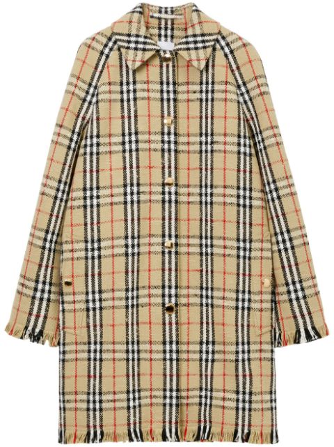 Cheap Burberry boucle checkered buttoned raincoat Women