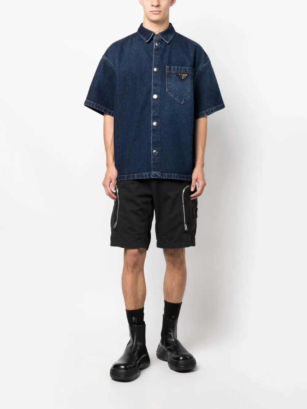 Prada Overhemd met logo - Blauw