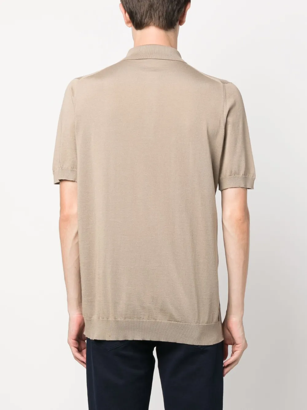 Shop Kiton Wave-pattern Short-sleeve Polo Shirt In Neutrals