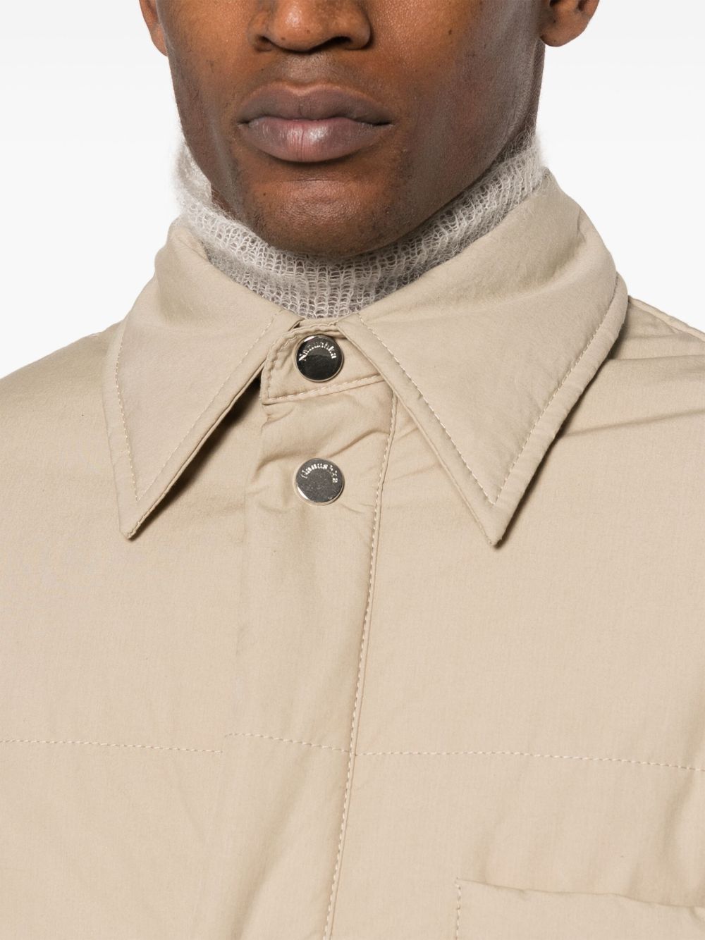 Shop Nanushka Demas Padded Shirt Jacket In Neutrals