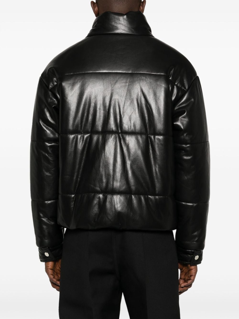 Shop Nanushka Marron Faux-leather Puffer Jacket In Black