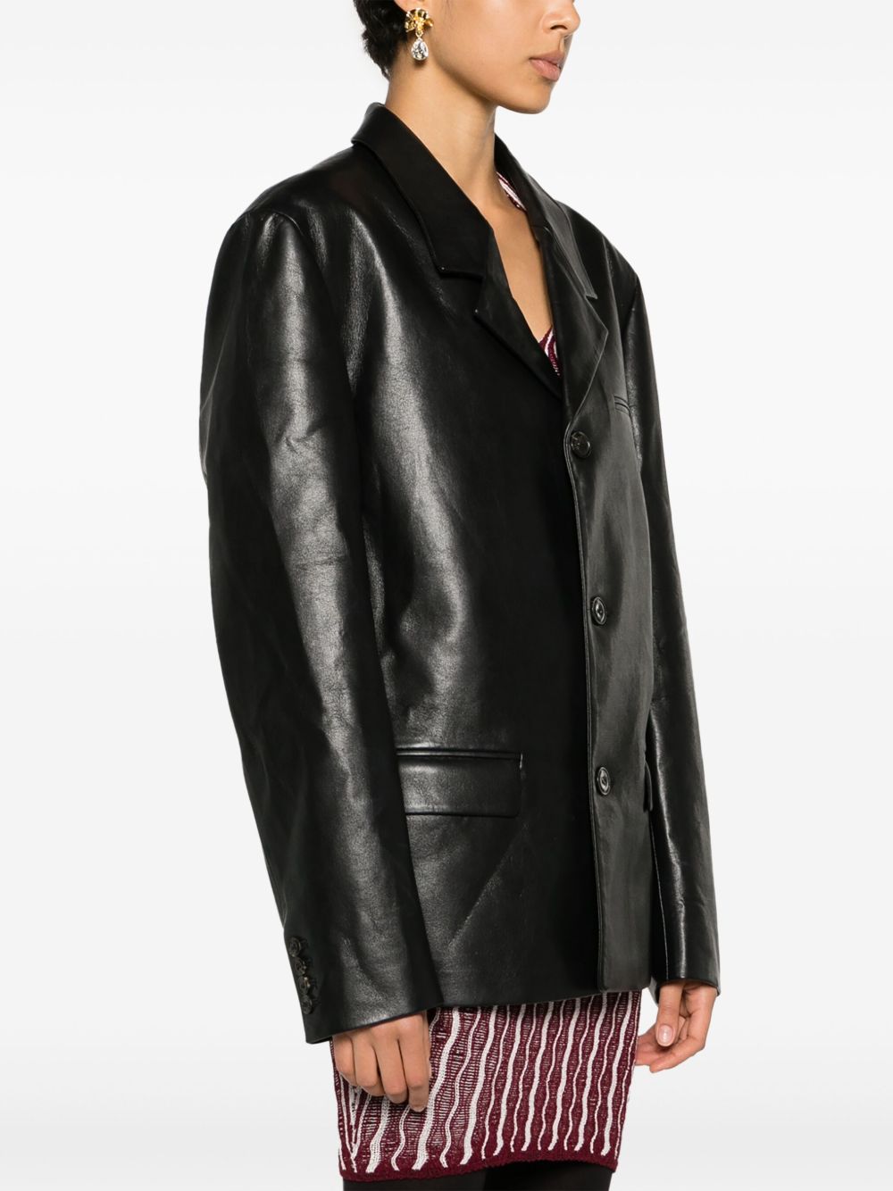 Shop Nanushka Rox Regenerated-leather Blazer In Black