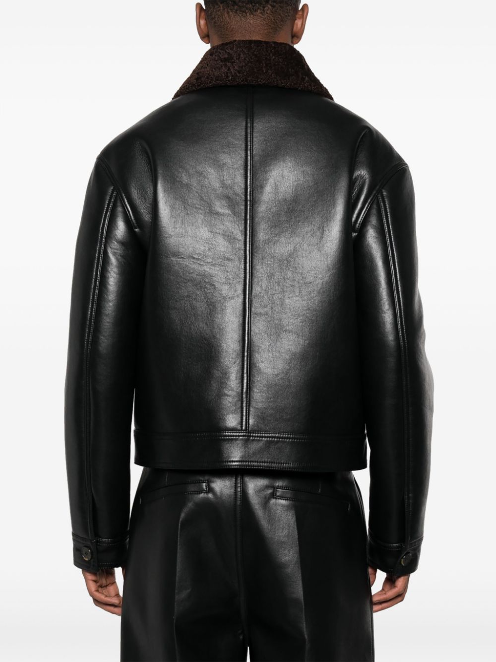 Shop Nanushka Spread-collar Leather Jacket In Black