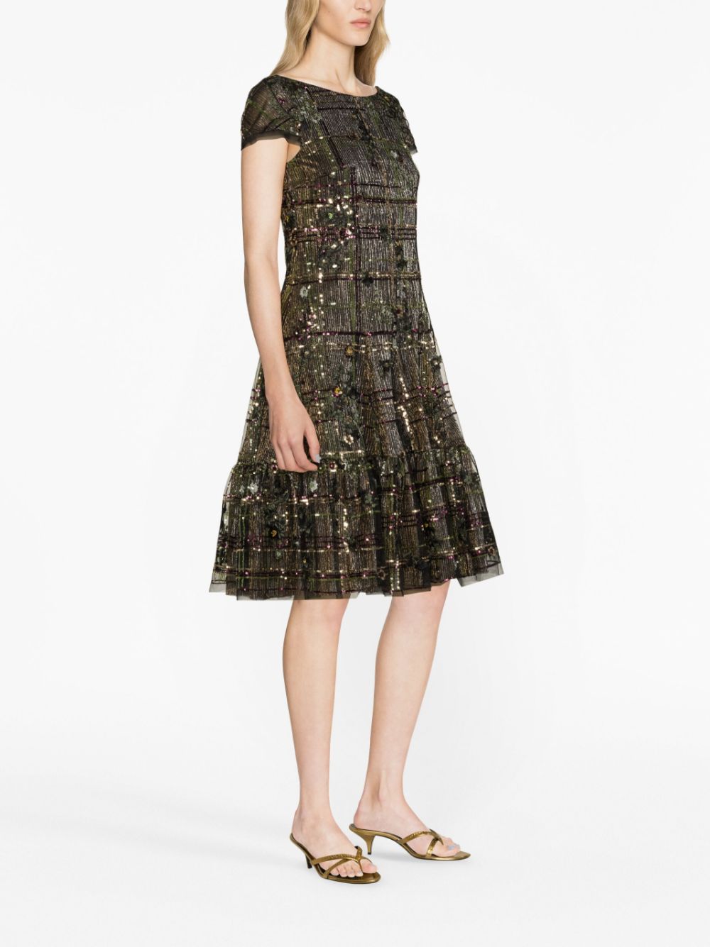 Shop Talbot Runhof Sequin-embellished Metallic Dress In Green