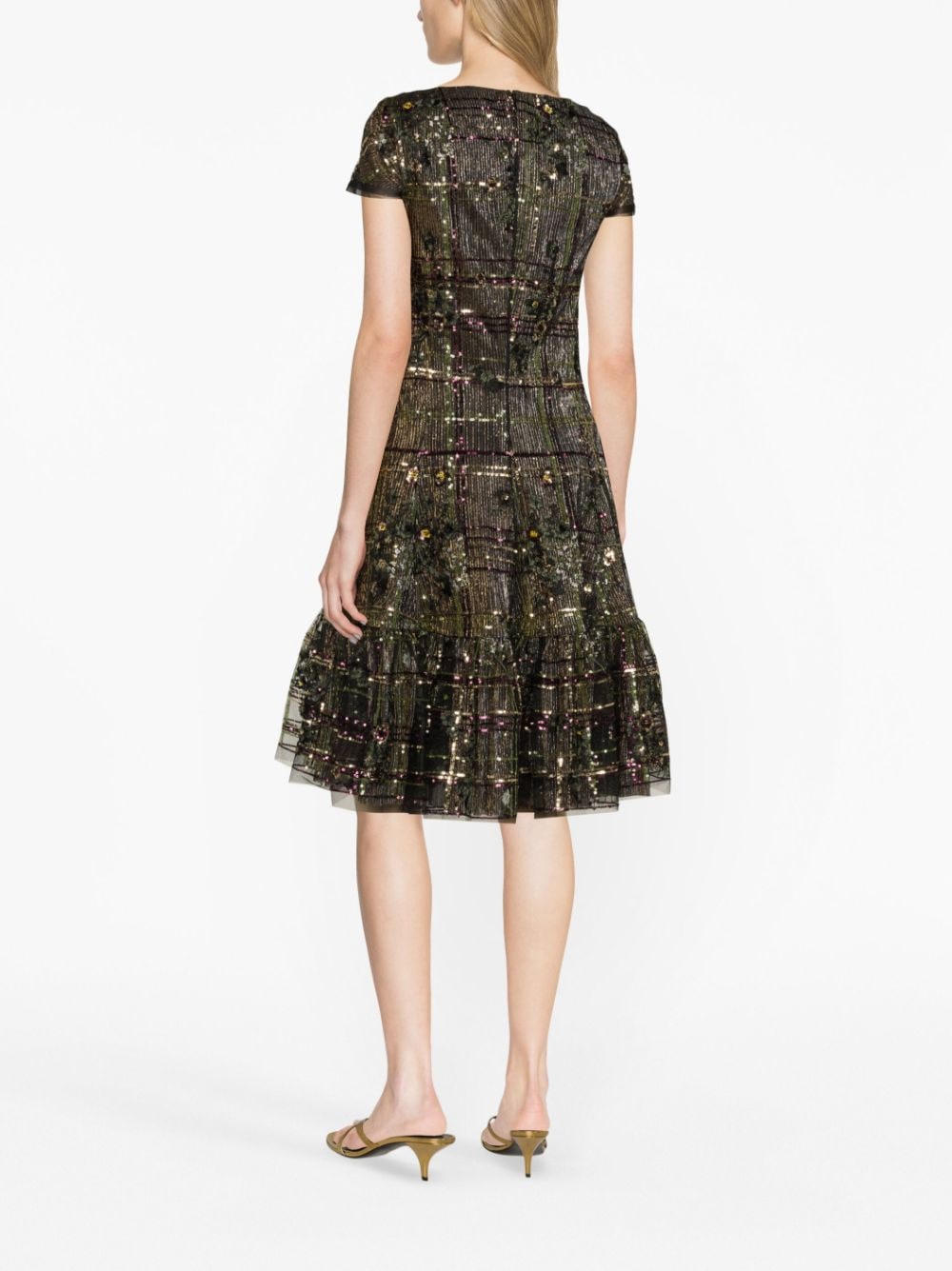 Shop Talbot Runhof Sequin-embellished Metallic Dress In Green