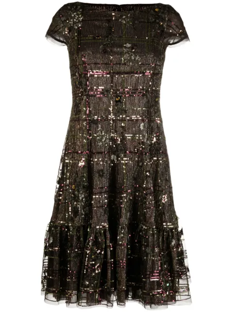 Talbot Runhof vestido metalizado bordado con lentejuelas