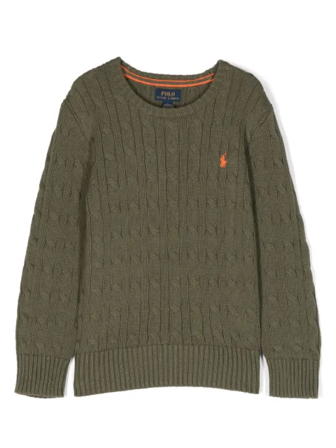 Ralph Lauren Kids Pony-motif cable-knit jumper