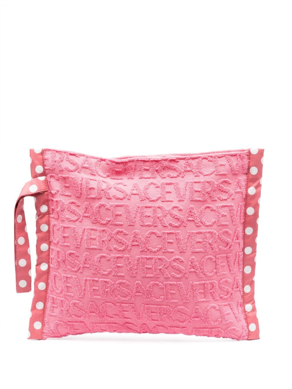 Versace Allover Terry-cloth Wash Bag In Pink