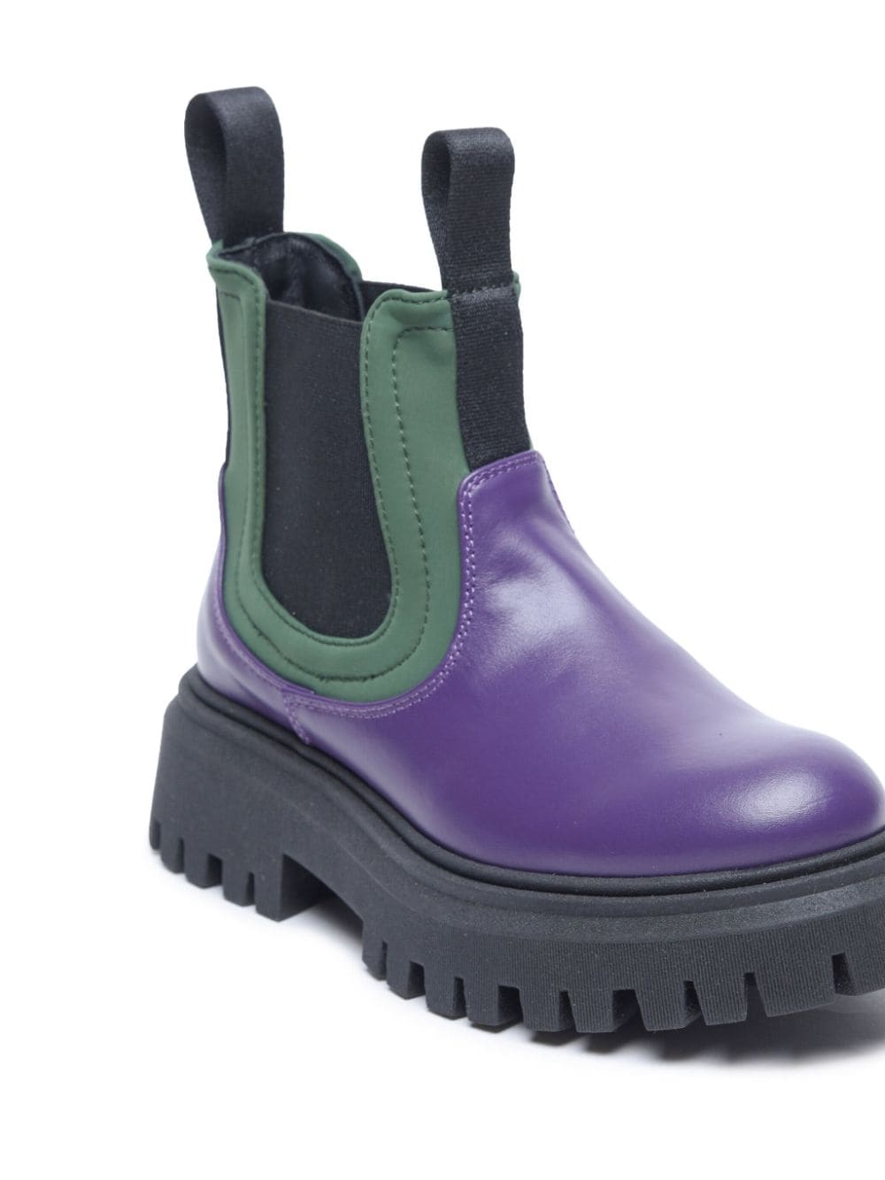 Shop Marni Chunky Ankle Leather Boots In Purple