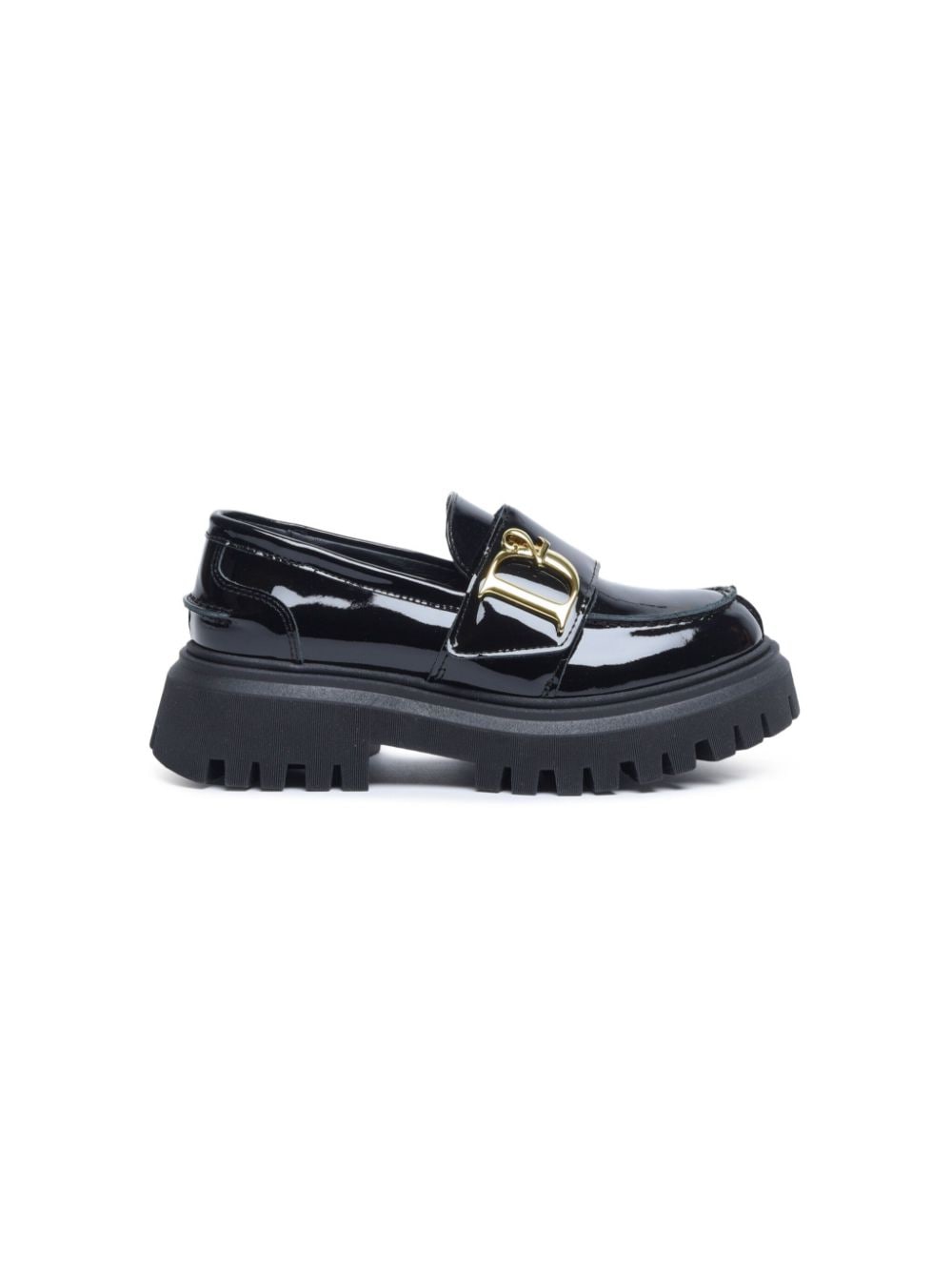 Shop Dsquared2 Logo-plaque Round-toe Loafers In Black