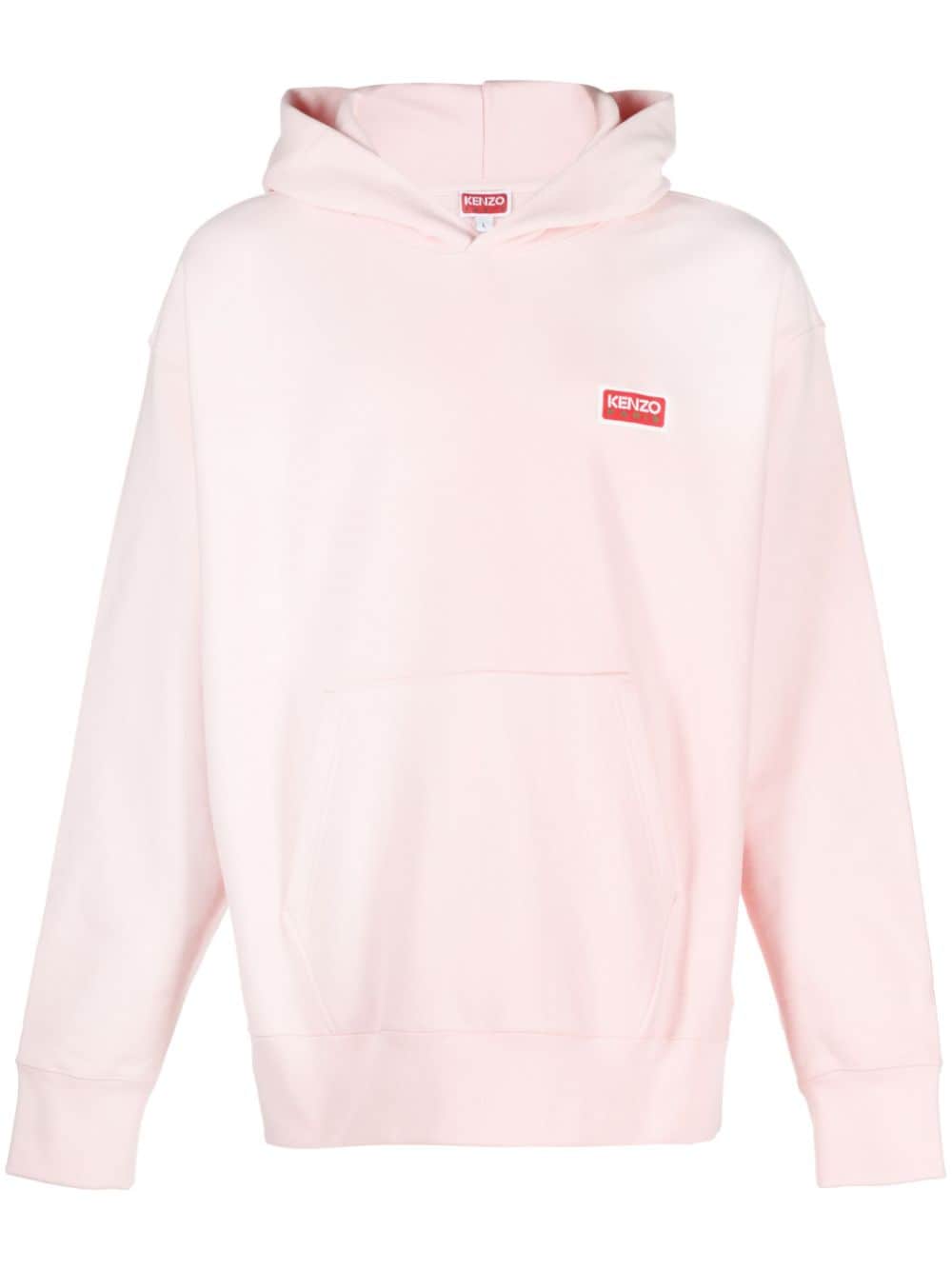 Kenzo Logo-patch Cotton Hoodie In Pink