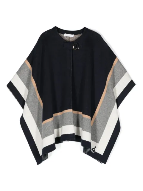 Chloé Kids Poncho assimétrico com detalhe de listras