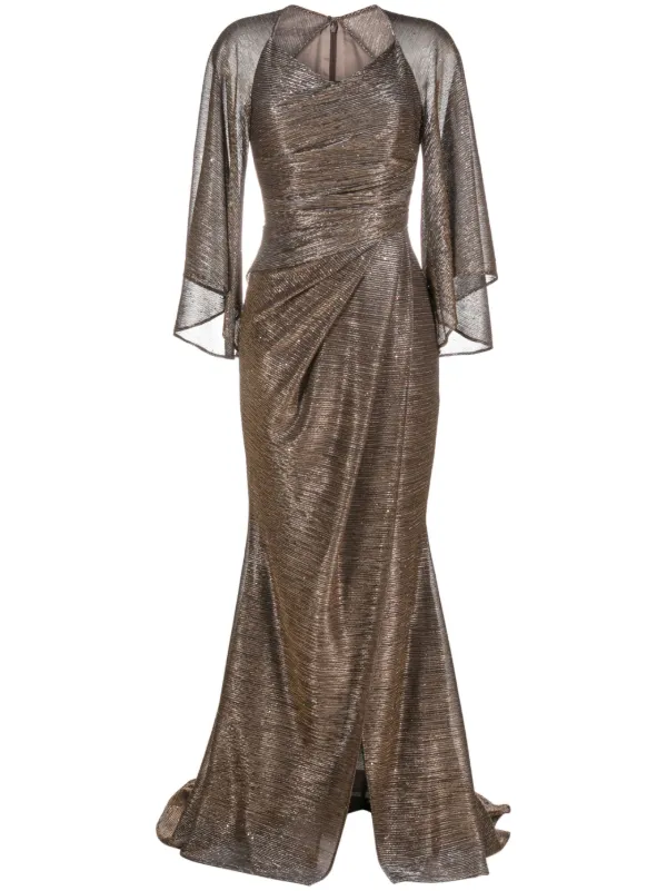 Talbot Runhof Sweetheart-neck Draped Gown - Gold