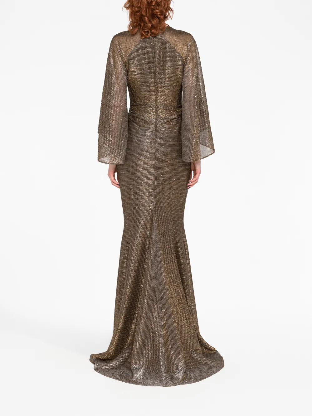 Shop Talbot Runhof Sweetheart-neck Draped Gown In Gold