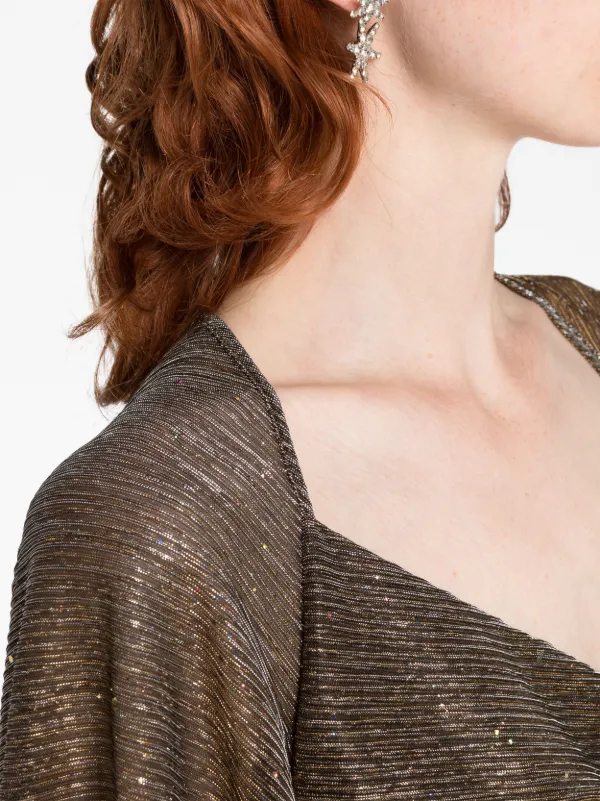 plissé-effect lurex gown
