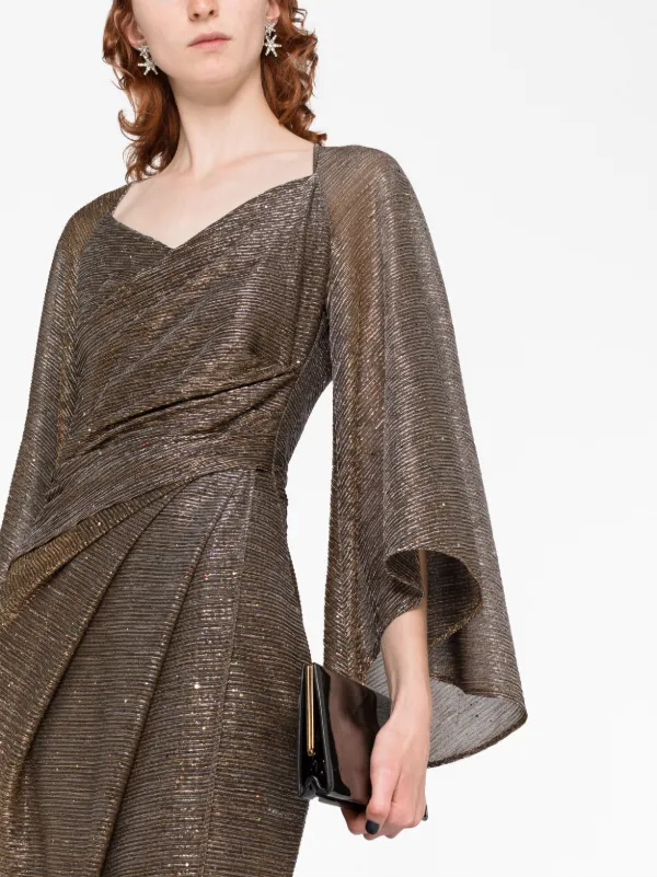 plissé-effect lurex gown