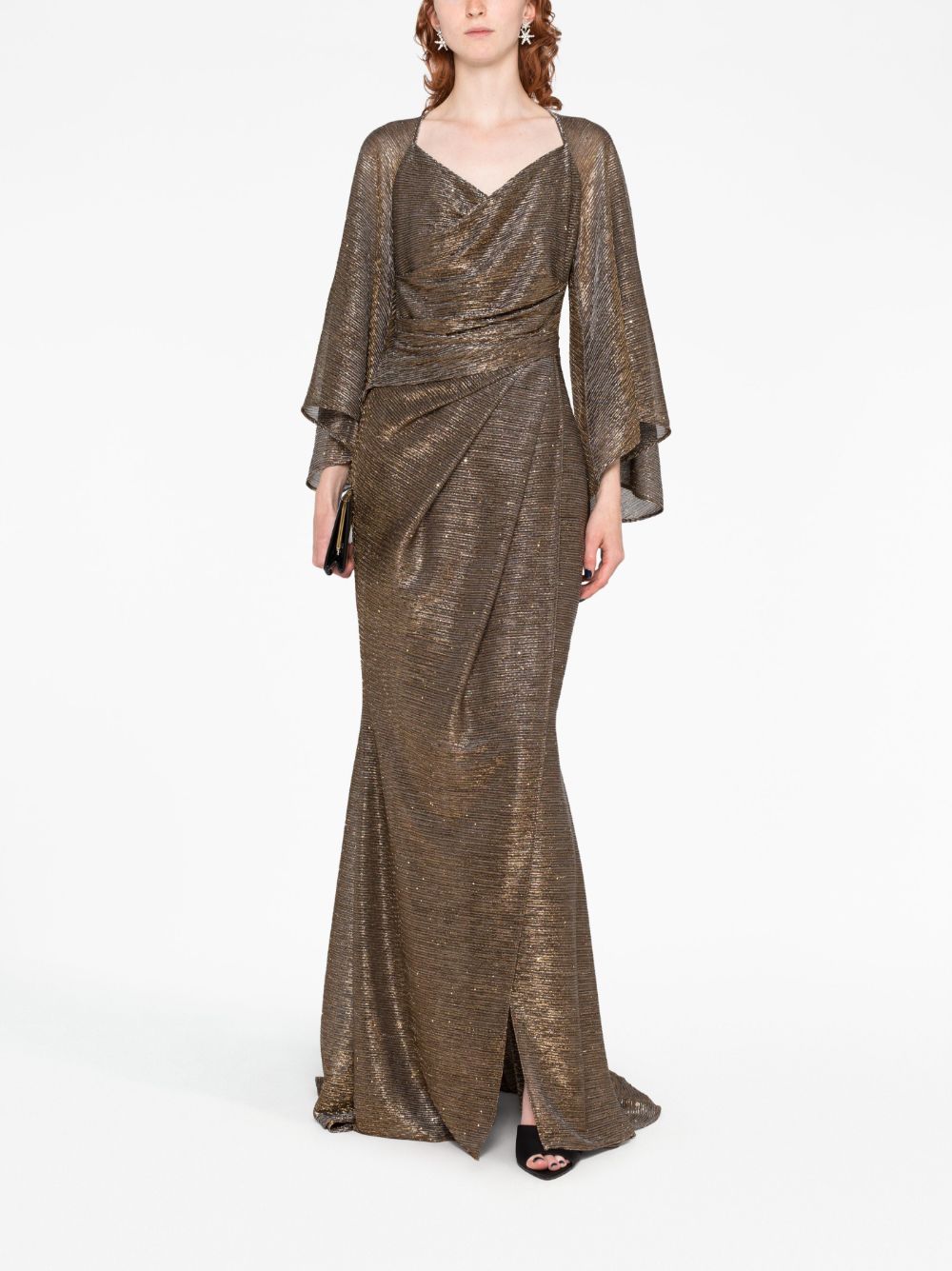 Shop Talbot Runhof Sweetheart-neck Draped Gown In Gold