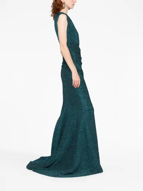 Talbot Runhof glitter-detail V-neck gown dress OL051101LL55 - 3
