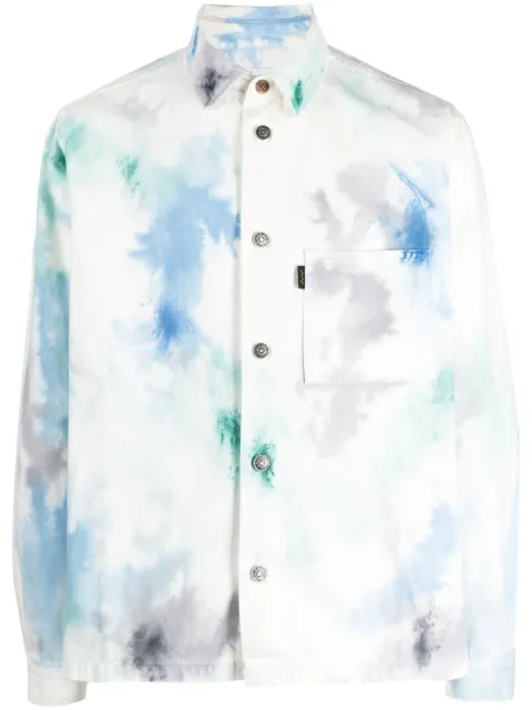 Haikure paint-splatter print cotton shirt