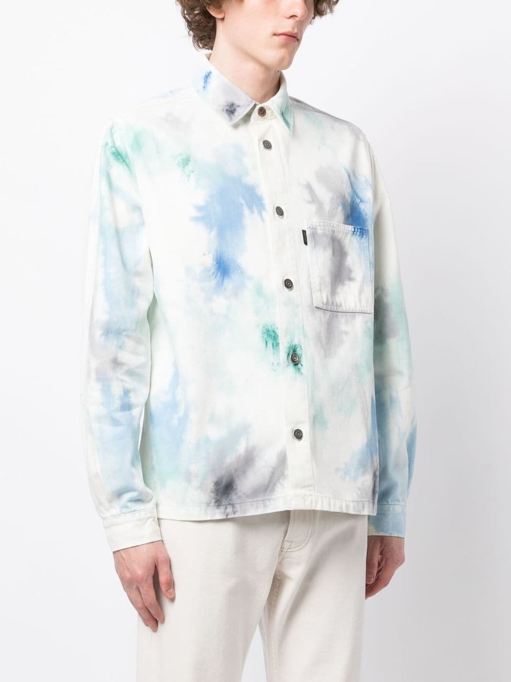 Shop Haikure Paint-splatter Print Cotton Shirt In Blau