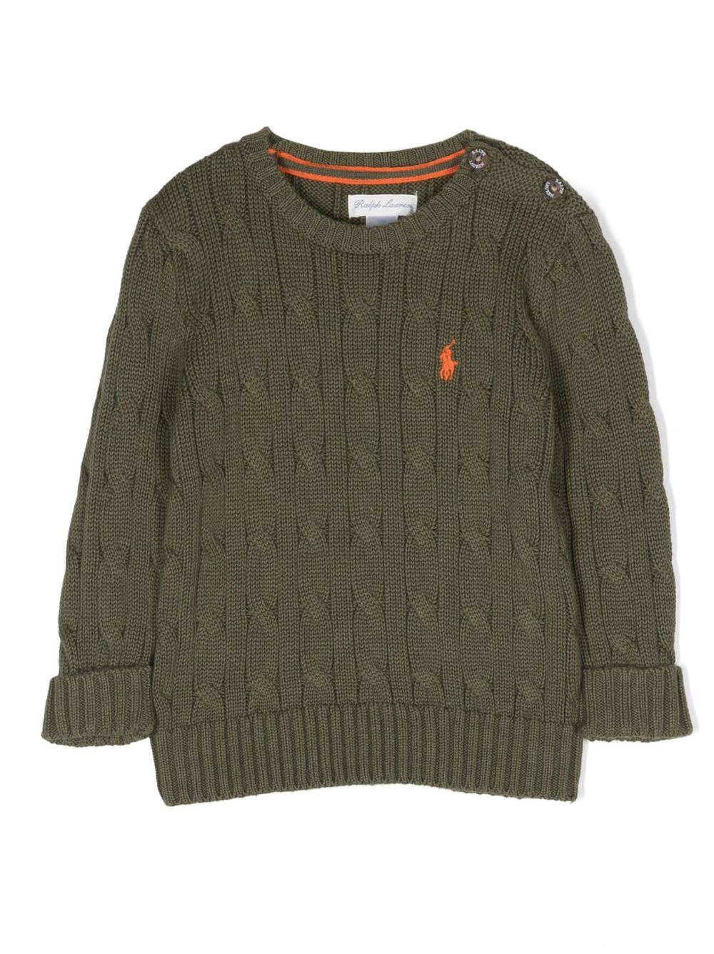 POLO RALPH LAUREN KIDS Pony-motif cable-knit jumper - Green